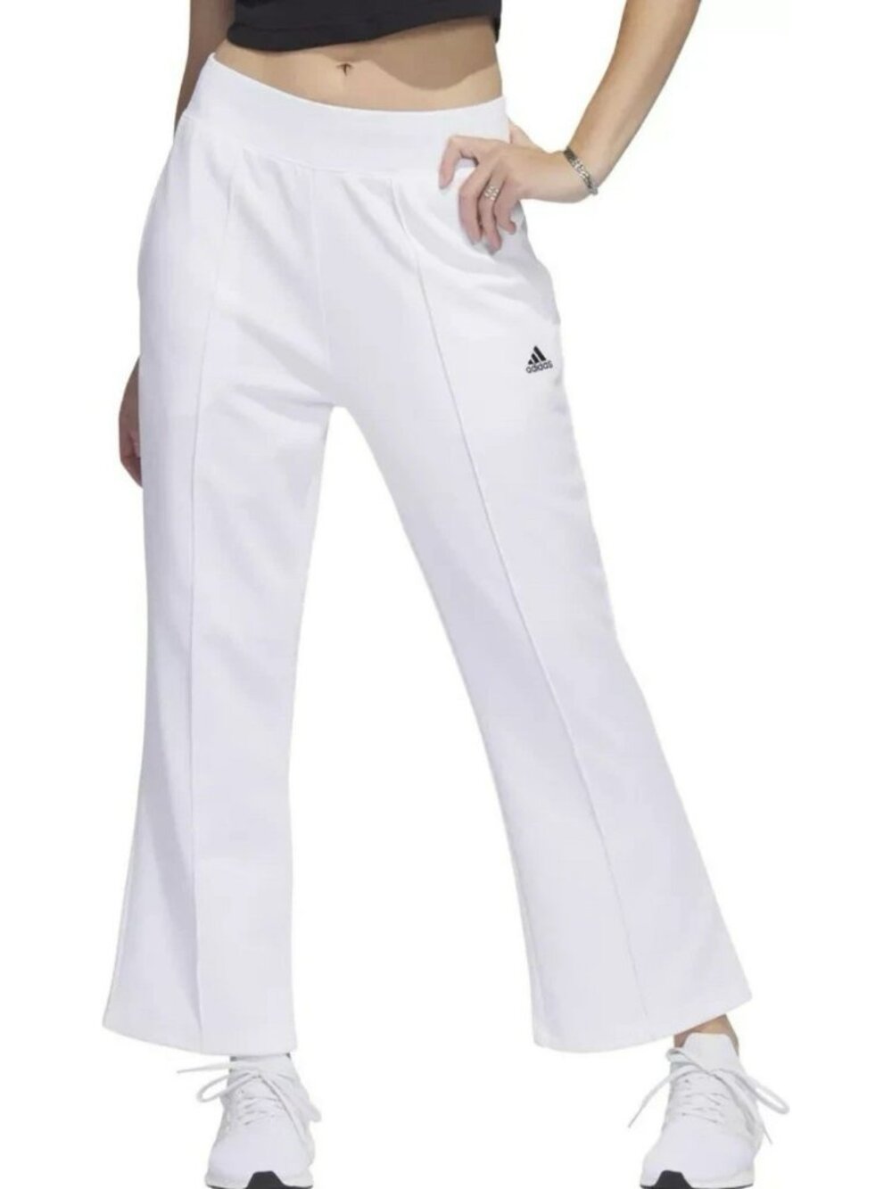 Adidas Women's Xpress Flare Wide Leg Sweat Warm Up Pants $65 White NEW
